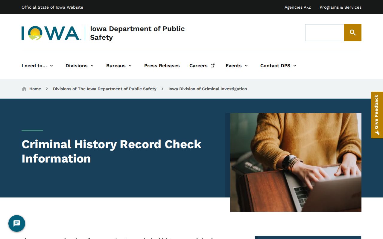 Montgomery County criminal history DCI record check page