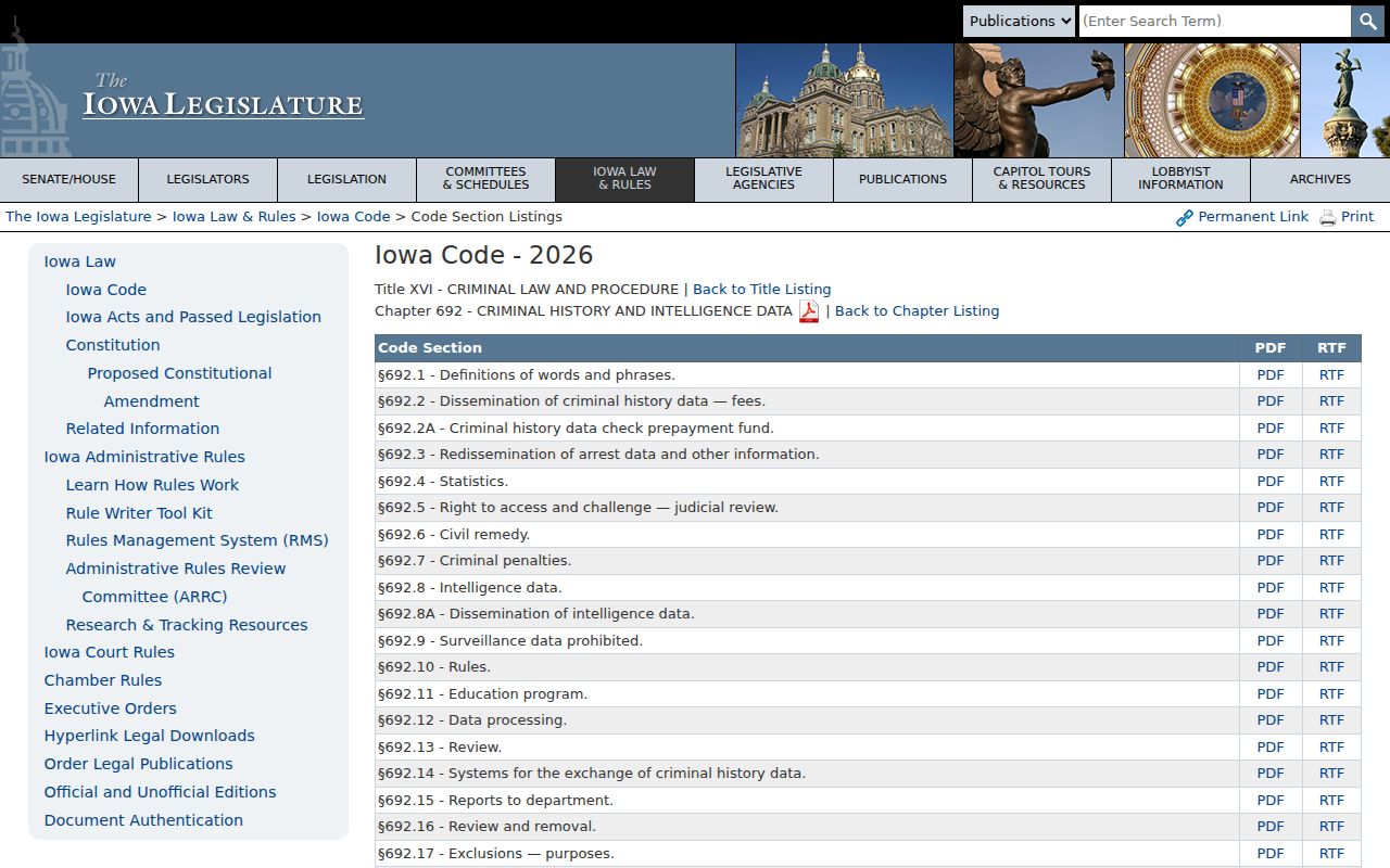 Montgomery County criminal history Iowa Code chapter 692