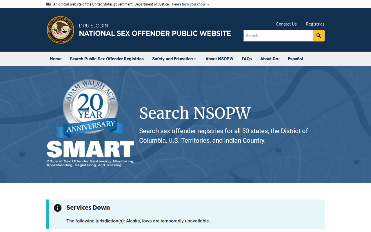 National search layer for a Montgomery County sex offender search