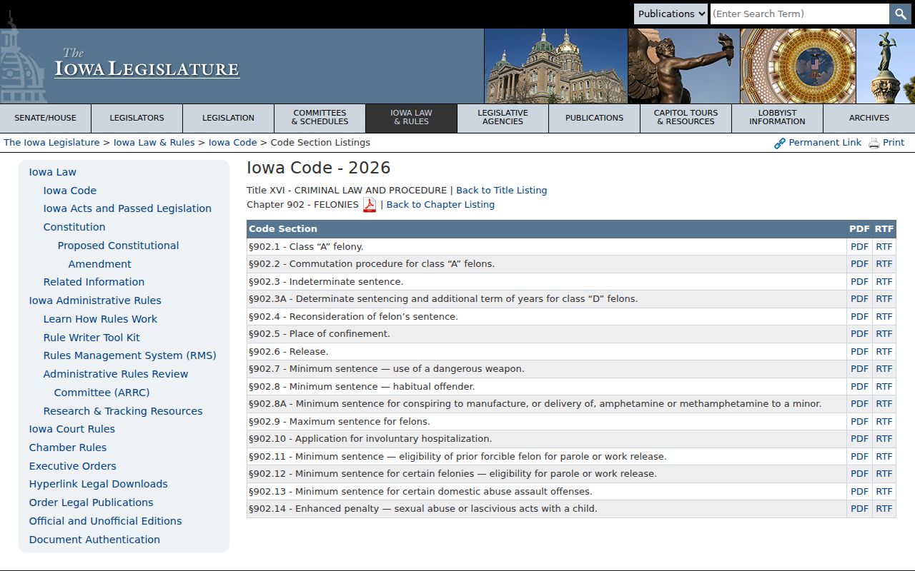 Stanton criminal court records and Iowa felony sentencing law